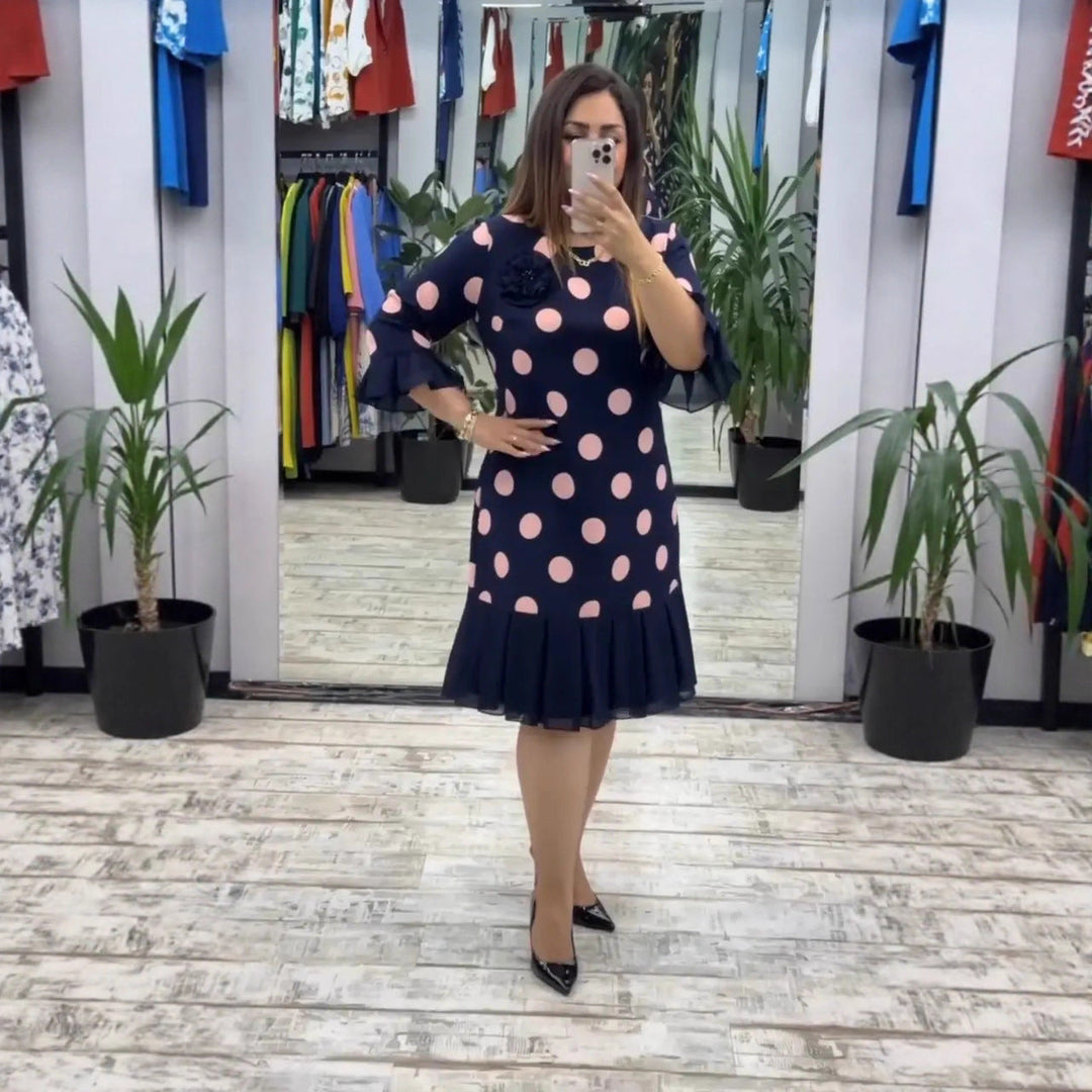 VICTORIA | PLEATED POLKA DOT DRESS