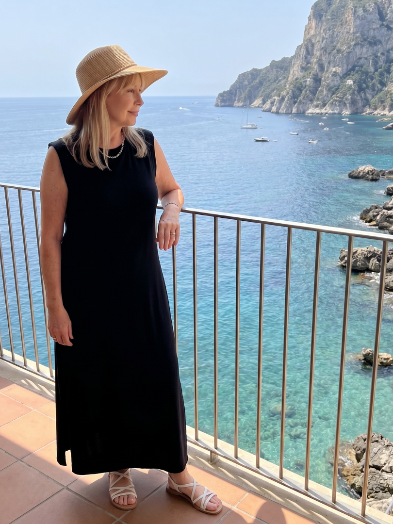 Harlow | Straight Silhouette Crew Neck Midi Dress