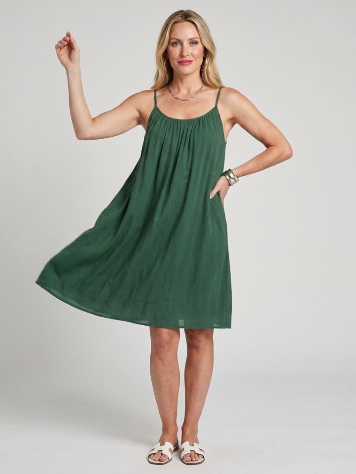 Lysara | Spaghetti Strap Open Back Knee Length Dress